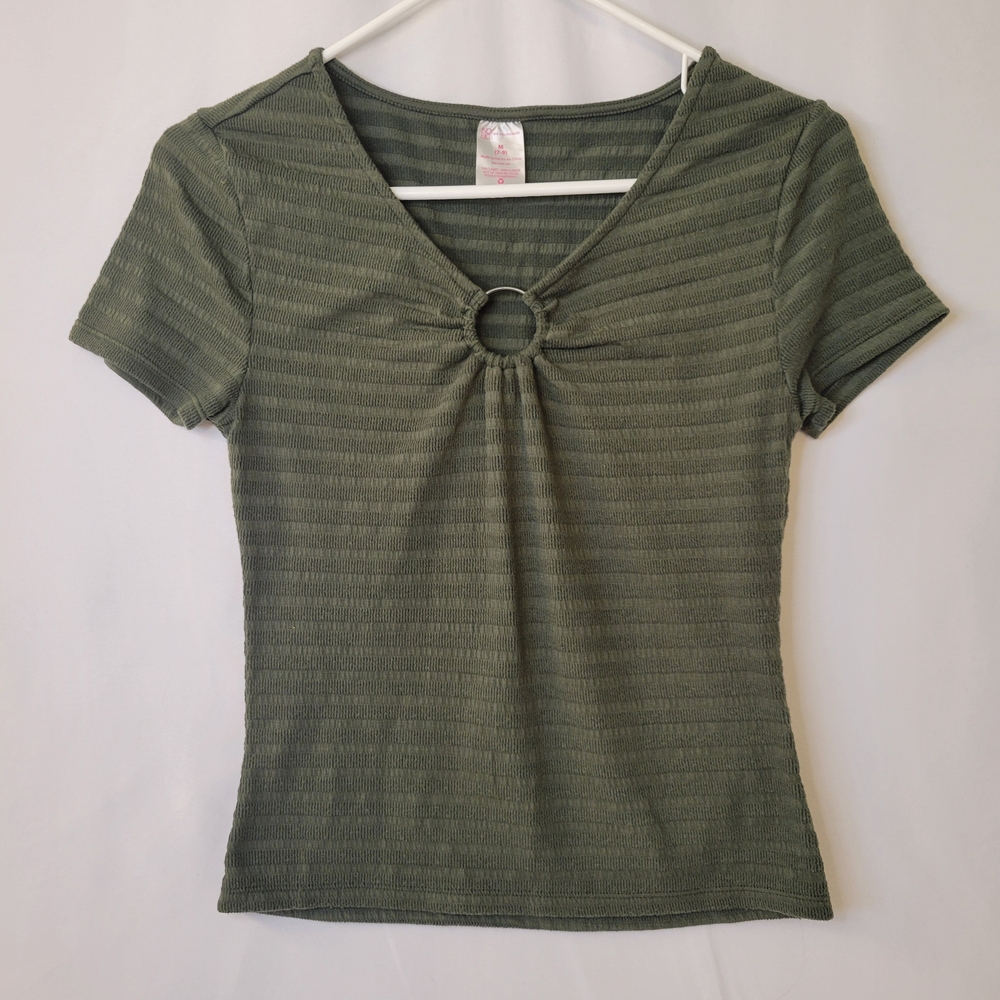 Set Of 2 Tops - Olive Green And White Ribbed Women's Top - Picture 1 of 4